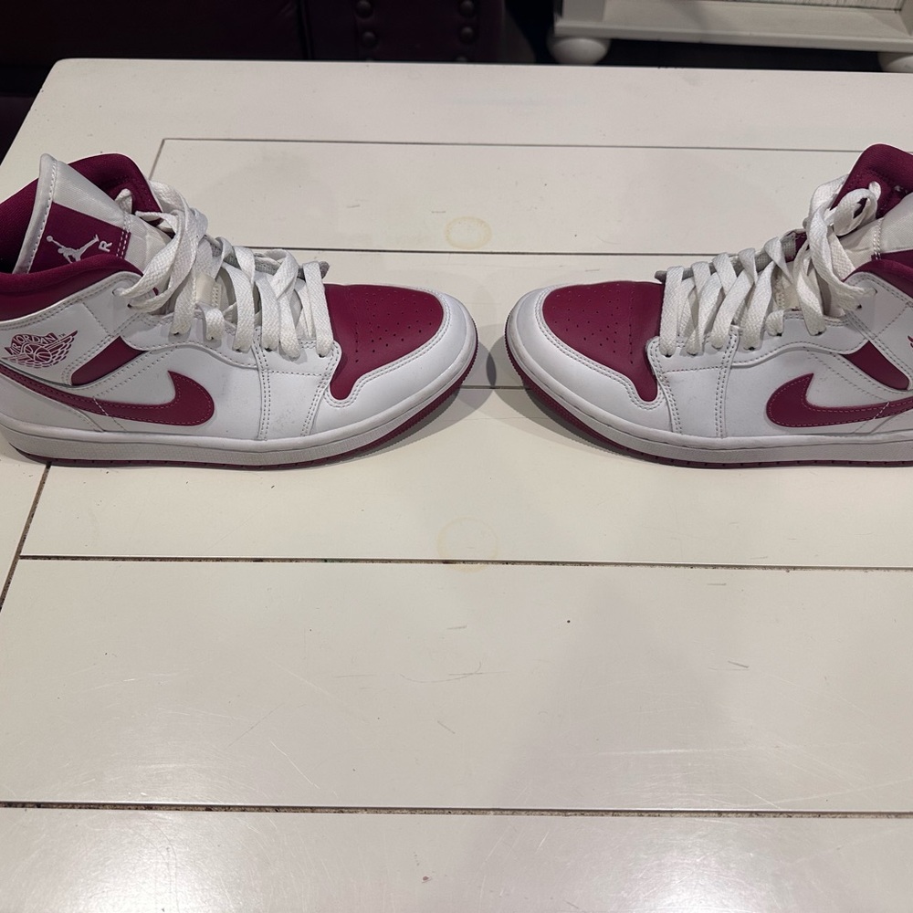 Women's White and Red High-Top Sneakers - Picture 2 of 6
